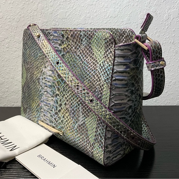 Brahmin Handbags - Brahmin Carrie MOONSTONE SEVILLE Snake Print Leather NWT